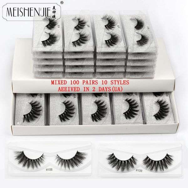 

meishenjie 20/30/50/100 pairs wholesale eyelashes 3d fluffy mink lashes natural soft false eyelashes hand made makeup eye lashes