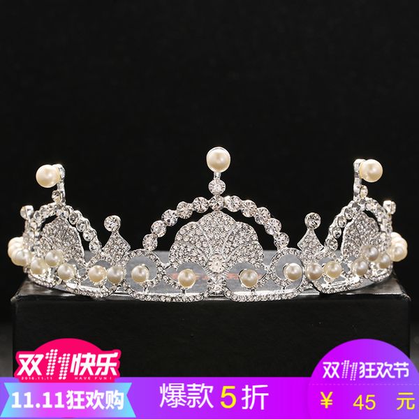 

the bride's european style crown wedding ornament full circle three-dimensional atmosphere pgraphy hair decoration banquet, Silver