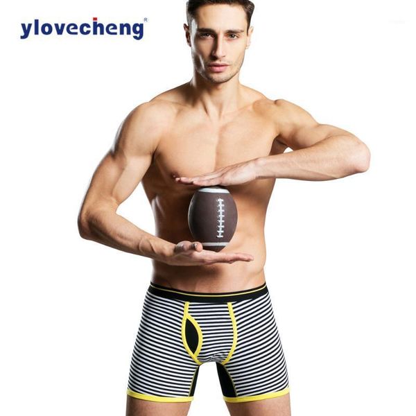

good quality cotton boxer men's underwear striped underwear men's boxer sports long legs shorts choose the right size1, Black;white