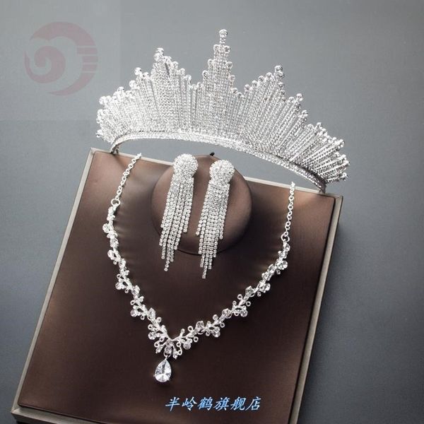 

невеста роскошь украшение волос свадебное платье чистый красный adult церемония 18-летняя принцесса короны головной убор, Silver