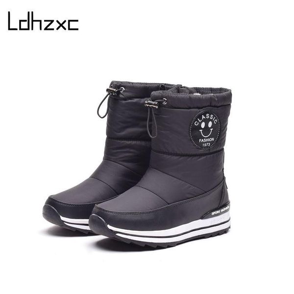 

ldhzxc 2020 snow boots for women shoes zipper keep warm thick fur winter boots fashion ankle female plus size 34-42 43, Black