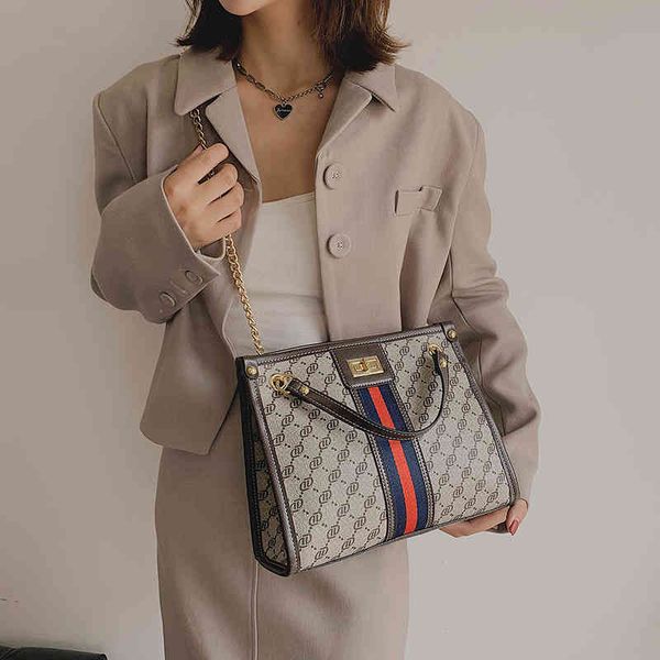 

2022 factory wholesale handbag women's fashion versatile lingge chain single shoulder tote foreign style fashion