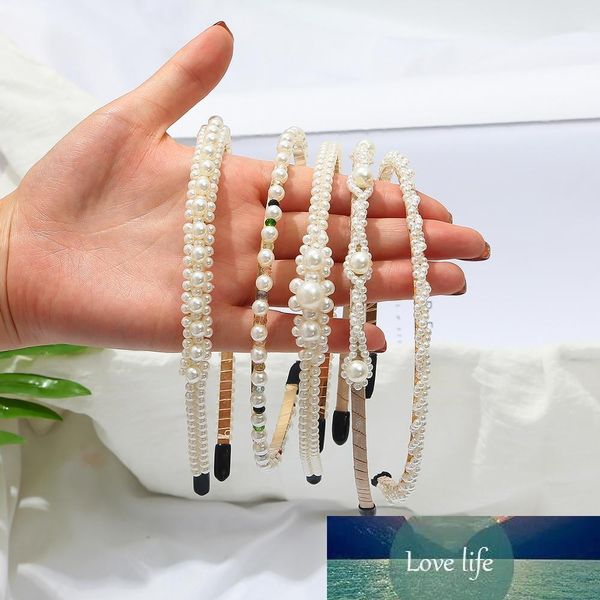 

1 pcs elegant imitation pearls simple hairbands headbands hair hoops holder ornament head band for lady fashion hair accessories, Silver