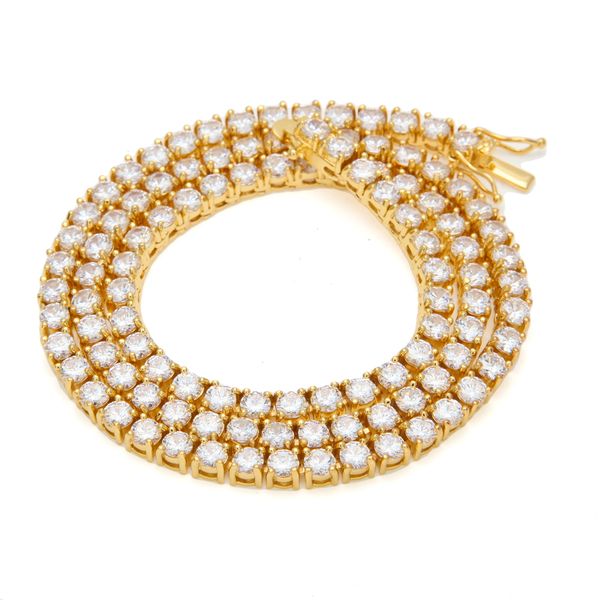 

hip hop gold silver 5mm cubic zircon tennis chain necklace 1 row micro pave cz 24inch copper jewelry drop shipping