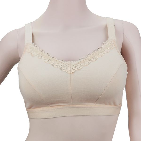 

artificial breast without steel ring v-neck pure cotton bra for middle-aged and elderly women, Red;black