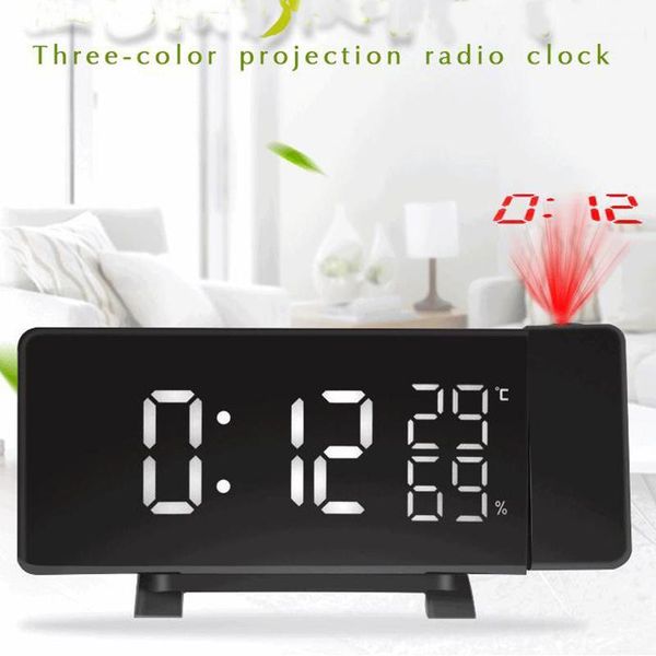 

radio alarm clock digital led curved-screen clock projector 4 sounds fm radio dual desk watch table with projection1