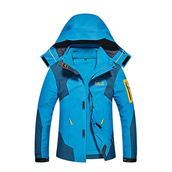 

outdoor jackets&hoodies jacket men and women three-in-one two-piece detachable windproof waterproof mountaineering suit, Blue;black