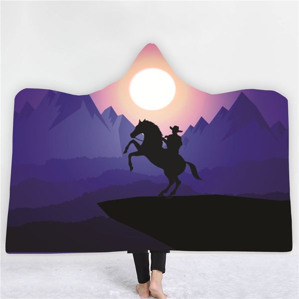 

новый cowboy western hooded одеяло 3d-printed одеяло для детско тёплого дивана 3d-печататься путешествия пикника шерстяного одеяла