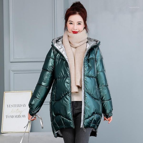 

women's down & parkas after short before long winter jacekt female office lady women hooded parka coat fashion glossy coat1, Black