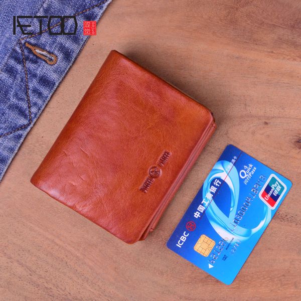 

hbp aetoo 100% genuine leather short men's wallets retro purse vertical famous brand wallet leather male id credit card holder, Red;black