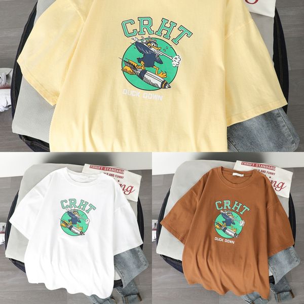 

лето 2020 новый белый хлопок короткий рукав футболки женская мода лето мультфильм печати пальто футболки верхняя свободная половина рукав ве, White