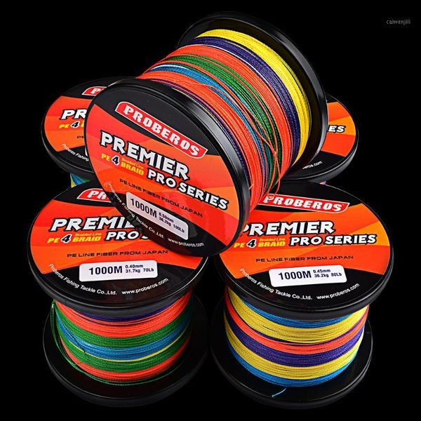 

4 stands 100m/300m/500m/1000m fishing lines multicolor 4 weaves braided line available 6lb-100lb 4-weaves pe fishing line strong1