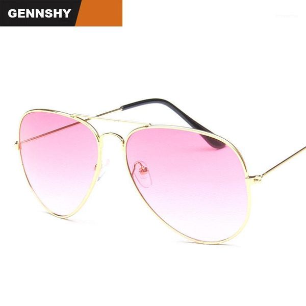 

2020 fashion sunglasses women men gold frame gradient pink ocean lenses pilot sunglasses lady brand design metal frame uv4001, White;black