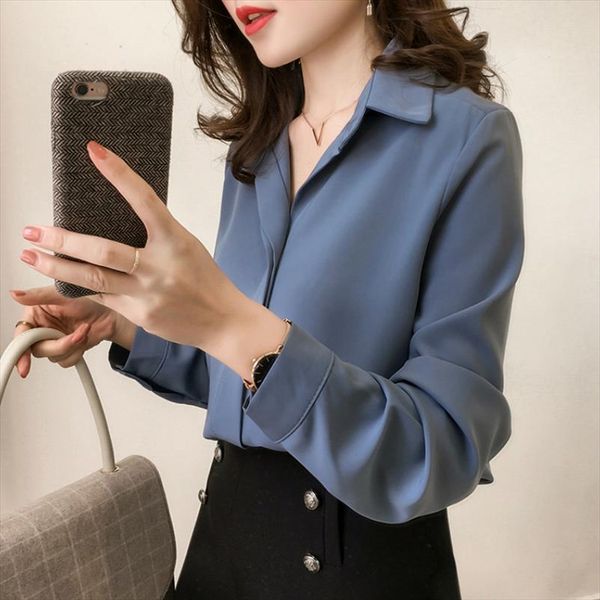 

plus size 3xl 4xl women chiffon blouse women fashion woman blouses 2020 long sleeve ol blouse shirt blusa feminina a123, White