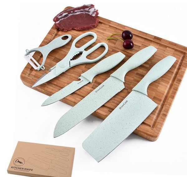 

selling baby food supplement wheat straw stainless steel knife set non-stick color knife set new jlltbz ladyshome