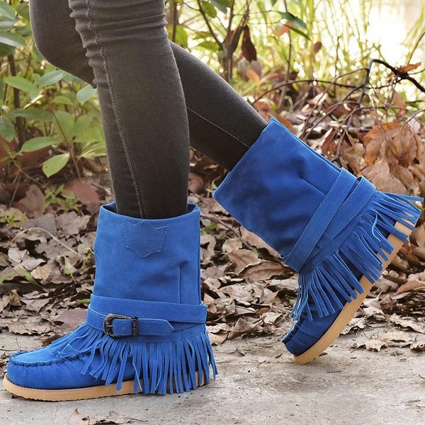 

boots woman girl thick shoes booties bohemian boho heel boot ethnic women tassel fringe faux suede leather ankle gladiator boots1, Black