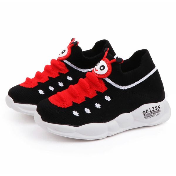 

baby toddler shoes 16-20 first walking,girls boys caterpillar casual shoes soft bottom comfortable non-slip sneakers socks shoes 201009, Black