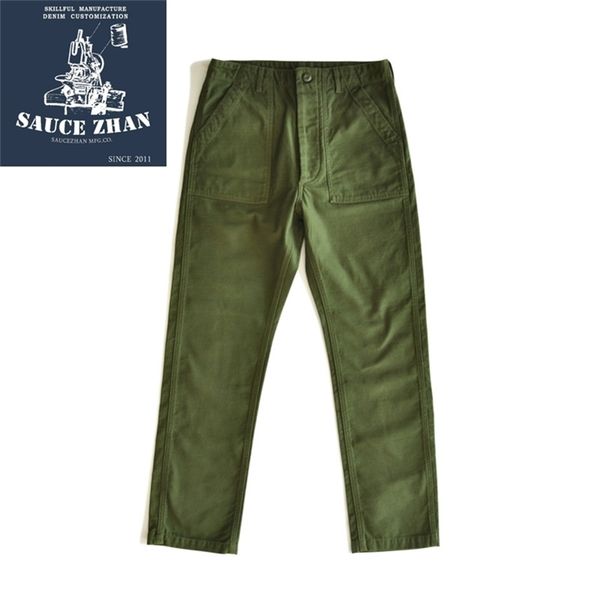 

saucezhan utility fatigue military pants classic cargo olive sateen straight army & capris baker lj201217, Black