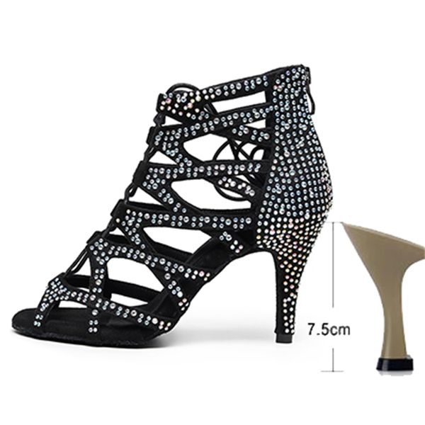 

2021 new women rhinestone latin black square heel ballroom dancing shoes for party wedding girls salsa ankle dance sandals 1 zvf7