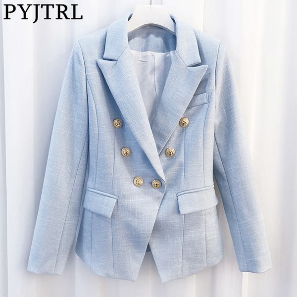 

pyjtrl women's long sleeve double breasted buttons blazer jacket outer 201114, White;black