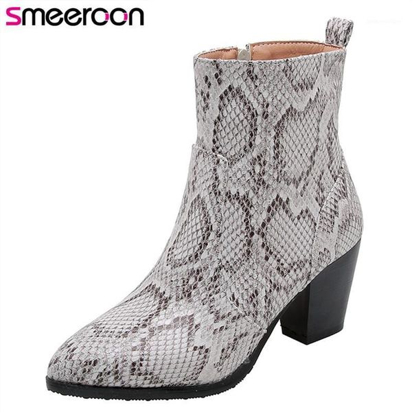 

boots smeeroon 2021 winter autumn arrive woman ankle snake prints high heels black wholesale1