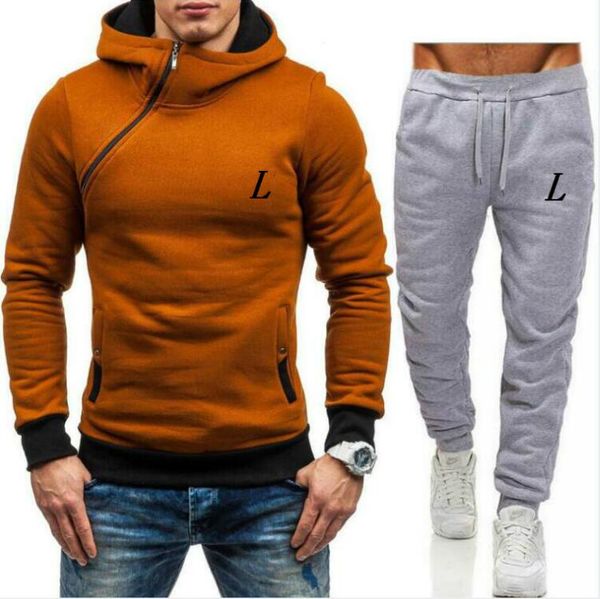 

mens clothes casual 2020 new designers tracksuits letter print sweatsuits hommes jogger fit suits pollover hooded hoodies long pants outfits, Gray