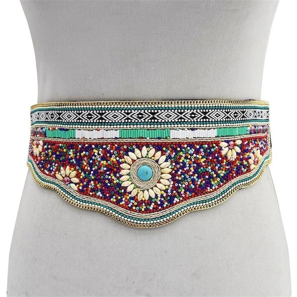 

handmade waistbands bohemian ethnic style waist belt resin bead belly chain body chains dress belt women party jewelry t200508, Silver