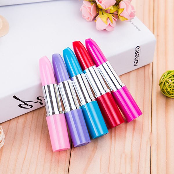 

5 colros lipstick ballpoint kawaii candy color plastic ball pen novelty item stationery dhl