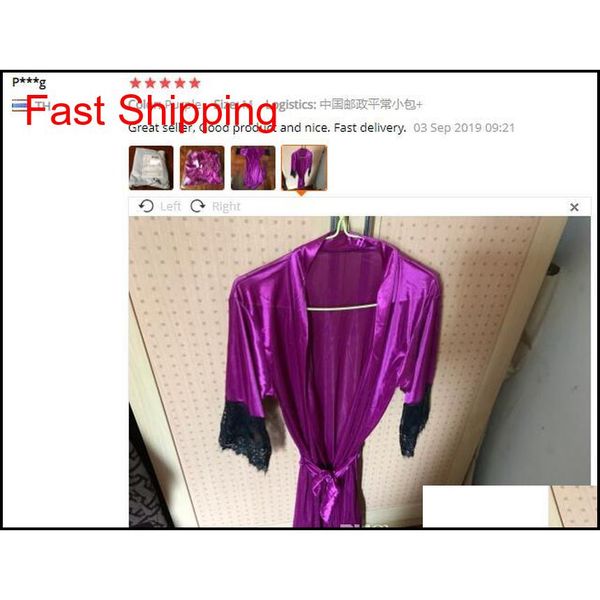 

2020 new lingerie transparan summer women's ladies bath robe kimono robe satin silk lace night wear g qylaaq bwkf
