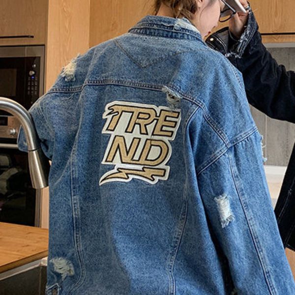 

2021 men's new autumn thin embroidered long sleeve denim jacket young clothes 3oju, Black;brown