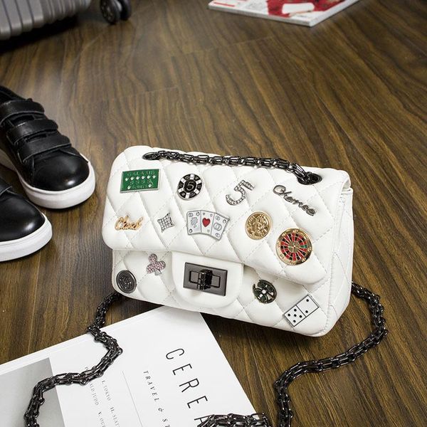 

small fragrance rhombic chain bags women lock bag korean version of the trend of strange badges shoulder messenger bags