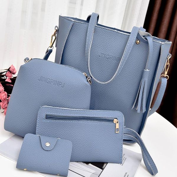 

4pcs/set shoulder bags messenger bag handbag casual purse fashion tassel woman bag