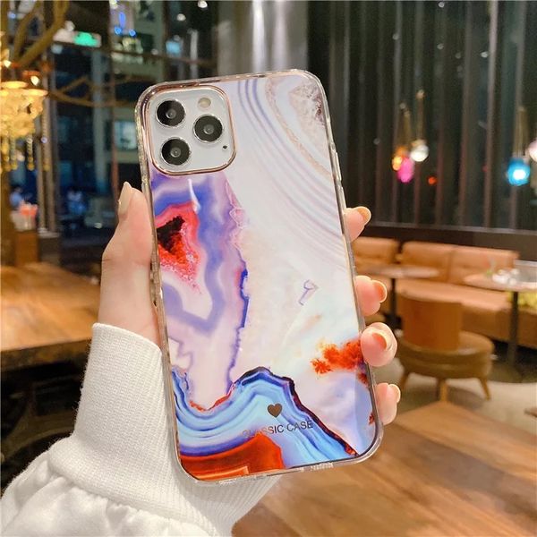 

electroplating marble texture hard plastic phone cases for iphone 11 12 mini pro max ultra thin phone back cover case