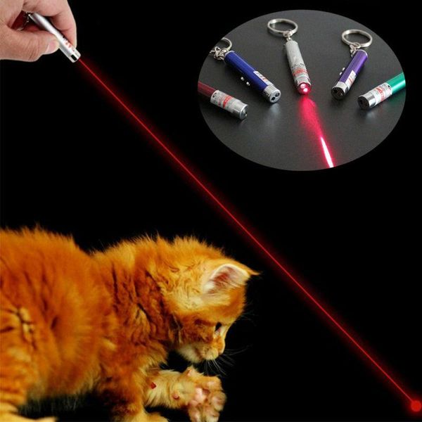 

cat toys 1pc funny color led pet random red light white pointer play
