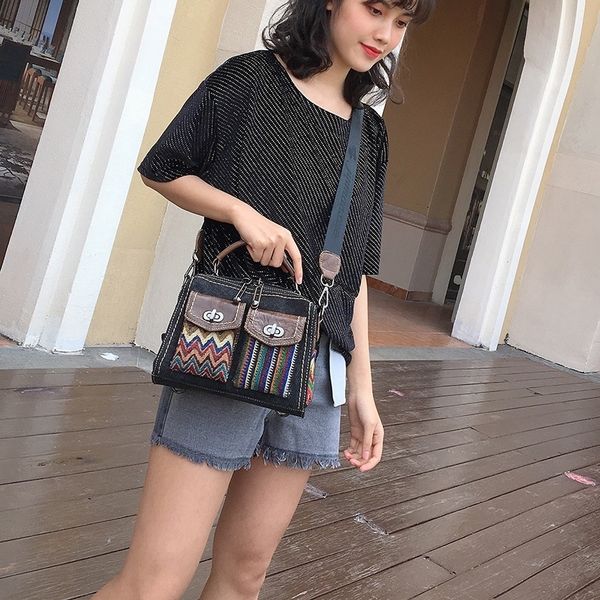

jwtj7 2020 new denim canvas for contrast kinds one messenger color all broadband of bag bagshoulder bag shoulder bagnational style backpack