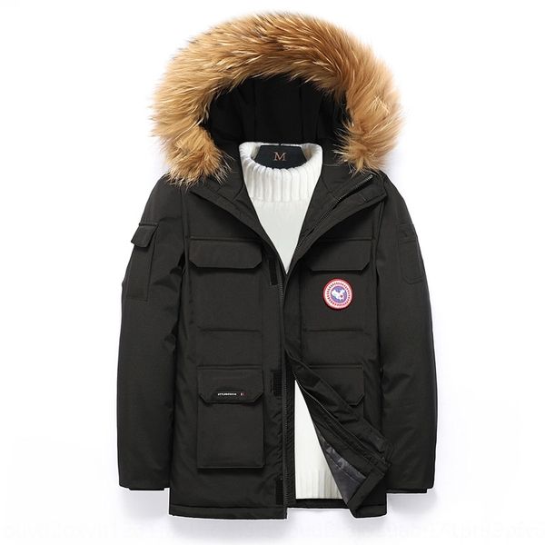 

uaoj fur men39;s winter warm thicken turn-down fall-2016 collar down jackets hooded jacket outwear parka baseball design outdoors veste homm, Black