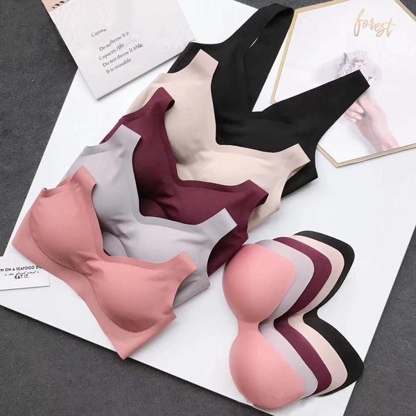 

women bra wireseamless lingerie sports padded brassiere push up bralette vest comfortable underwear female intimates #f 201202, Red;black