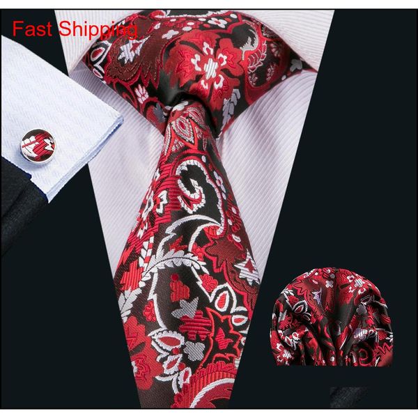 

red men ties classic silk tie sets floral mens neckties tie hanky cufflinks jacquard woven meeting business wedding qyljoz beauty888, Black;blue