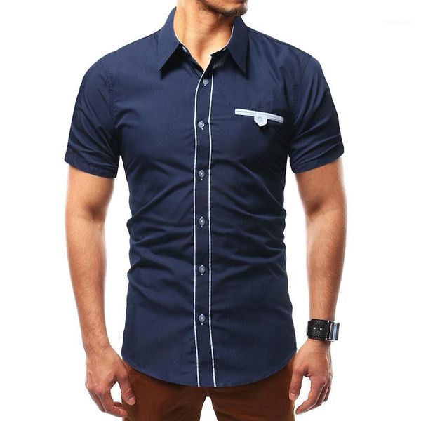 

2020 new men shirts business short sleeve turn-down collar male shirt slim fit popular designs -xxxxl1, White;black