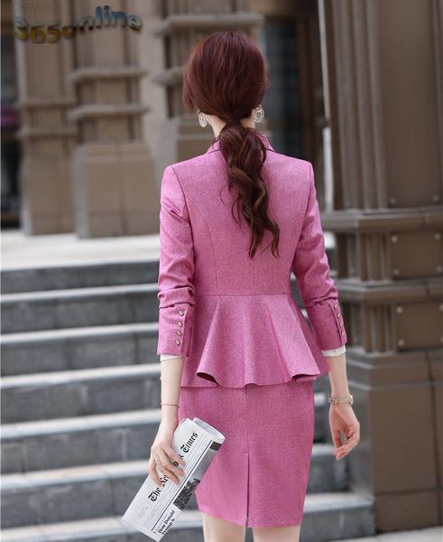 

ladies elegant pink formal uniform designs pantsuits with pants and jackets coat women business work wear career blazers set, White