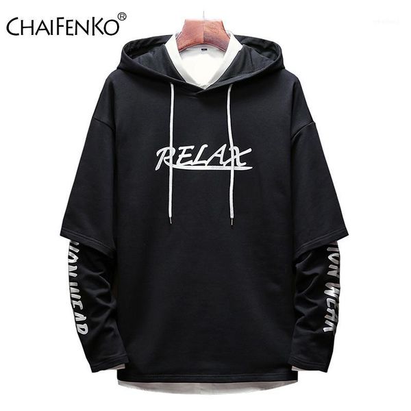 

men's hoodies & sweatshirts chaifenko men autumn printing letter stitching sweatshirt male hip hop harajuku japanese streetwear casual, Black
