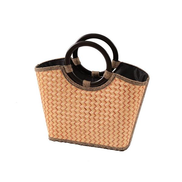 

women new autumn bamboo handbag ins popular female knitting straw bag lady handle weave bolsa handmade braided tote ss3446