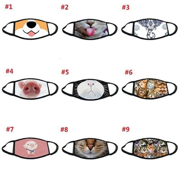 

face cat styles 9 cartoon pig fun 3d printing reusable washable mouth mask anti dust breathable protective sports masks iia313 vpui#