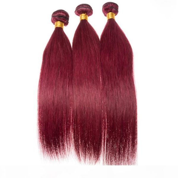 

silky straight peruvian wine red human hair extensions 3pcs lot pure #99j burgundy red virgin human hair weave bundles tangle free, Black;brown