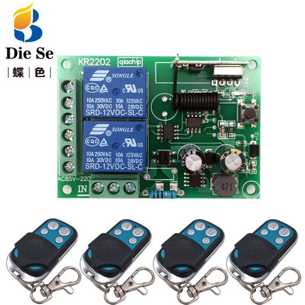 

remote controlers 433mhz universal wireless ac 110v 220v 2ch rf relay and transmitter garage/gate/light/fan/home appliance control