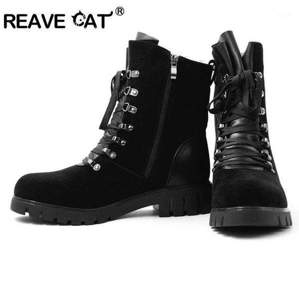 

boots reave cat 2021 spring autumn women genuine leather ankle sheepskin zapatos de mujer female e0761, Black