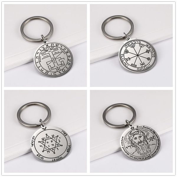 10 Teile/satz Schlüssel von Solomon Amulett Auto Schlüsselanhänger Halter Pentagramm der Sonne Merkur Edelstahl Talisman Anhänger Schlüsselanhänger Geschenk