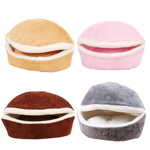 

cat beds & furniture round hamburger bed kennel winter warm washable kitten sleeping bag puppy cushion mat home waterproof nest