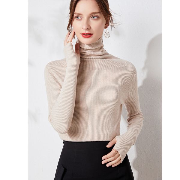 

2021 women new turtleneck pullover winter solid cashmere autumn female sweater kt12, White;black