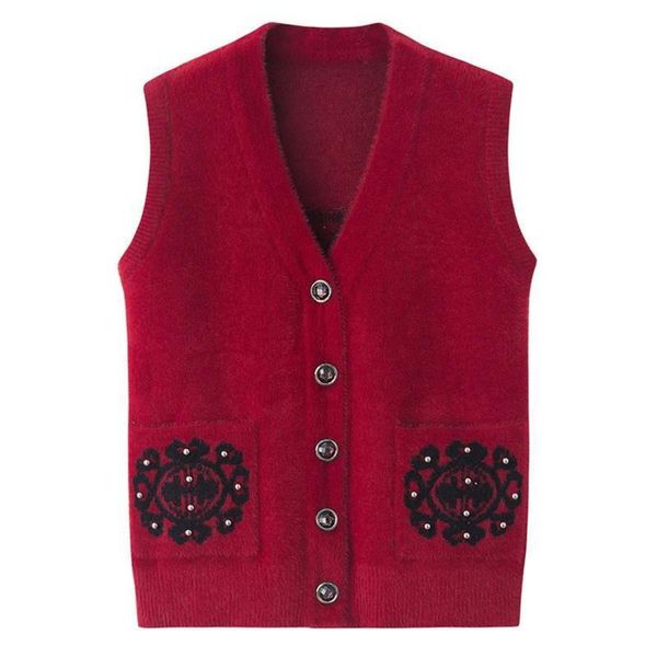 

women's autumn winter wear imitation mink veet mother's waistcoat thickened middle-aged and elderly vt grandmother's et, Black;white